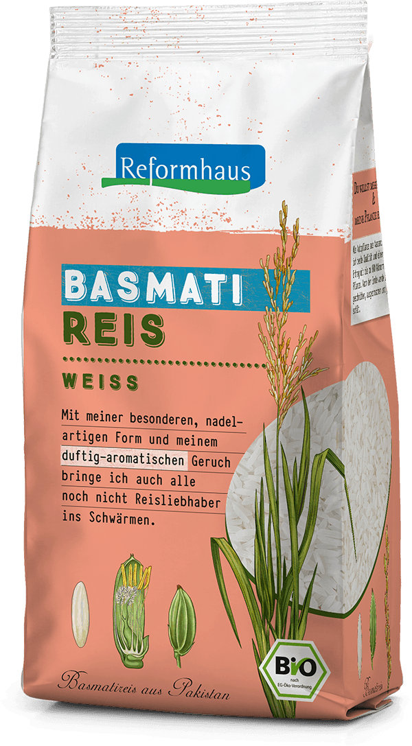 Basmati Reis Weiss : Reformhaus Produkt Packshot